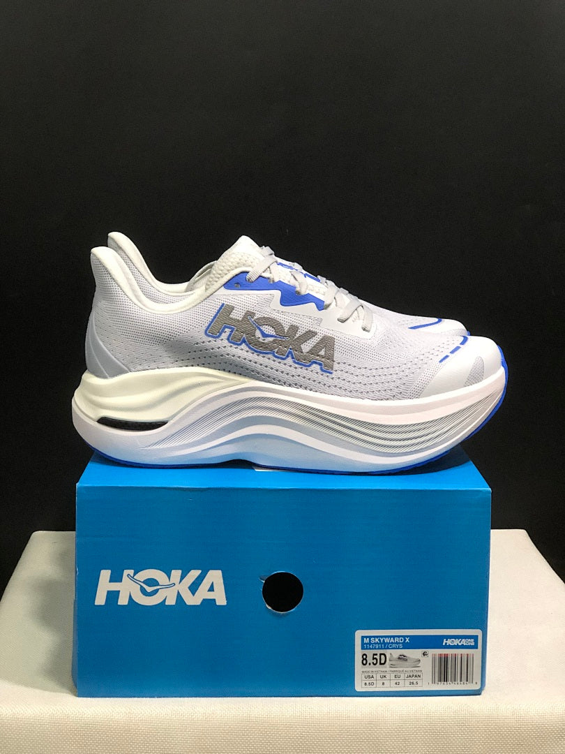 HOKA Skyward X Running Shoes in White and Blue