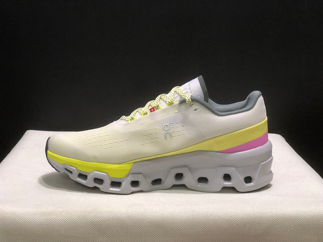 On Cloudmonster 2 Running Shoes, Lime and White
