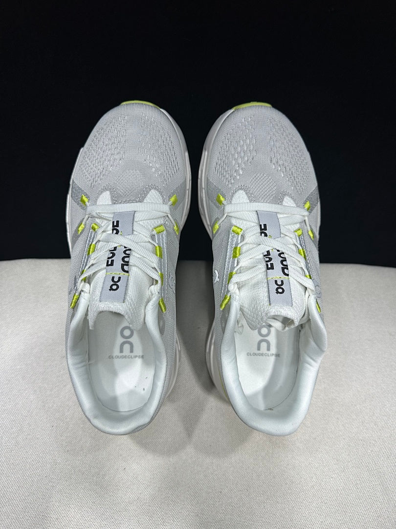 On Cloudeclipse White Green Running Sneakers