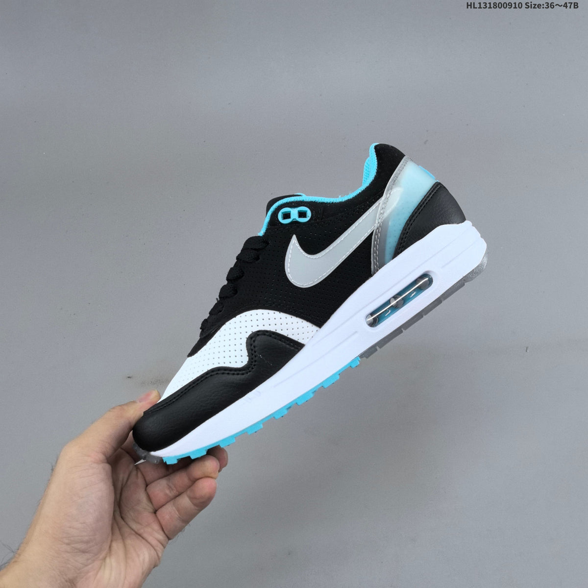 Nike Air Max 1 Black White and Turquoise Sneakers