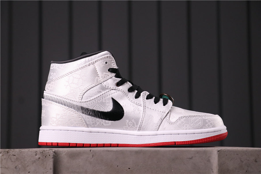 Air Jordan 1 Mid Edison Chen White Silk CU2804-100 Sneakers