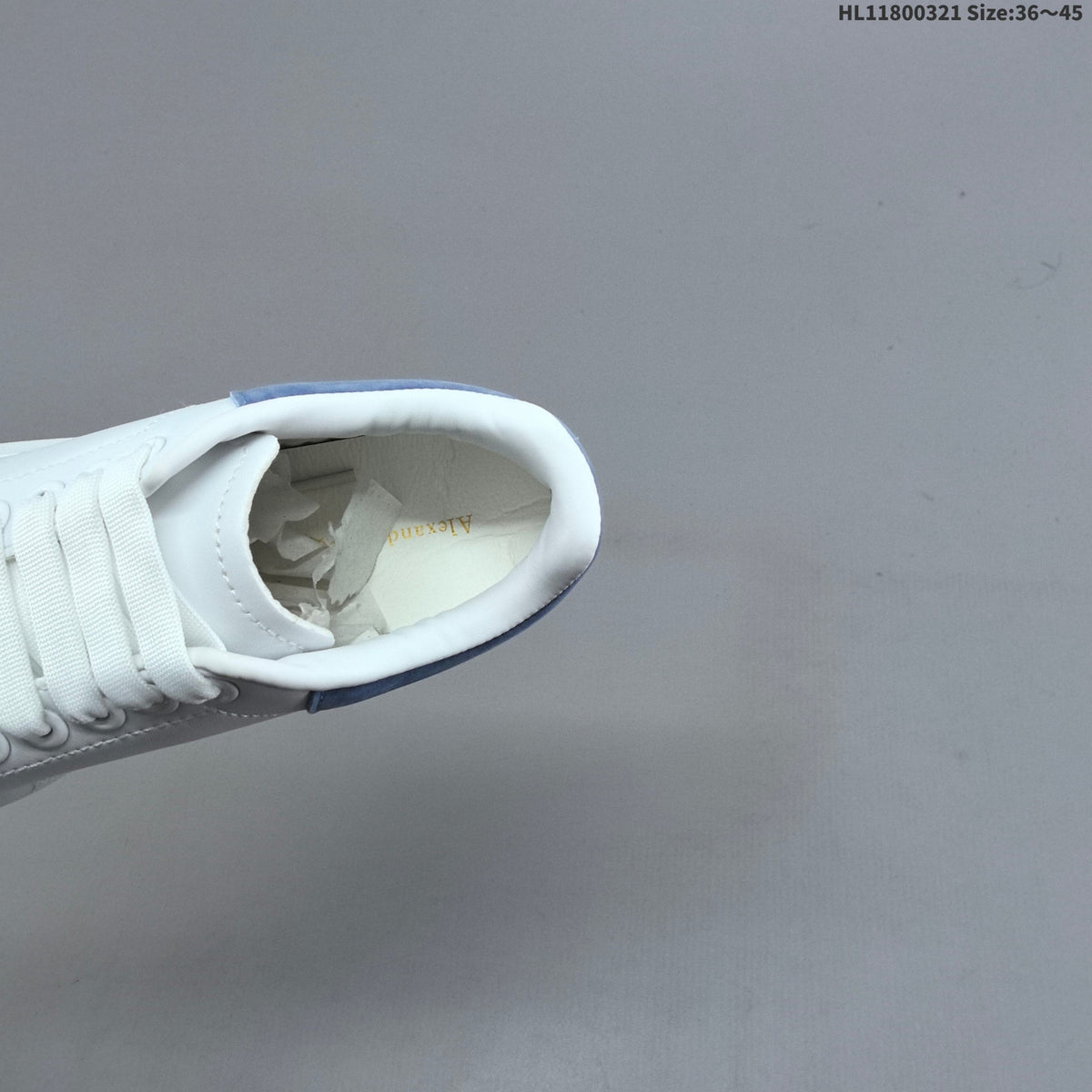 Alexander McQueen Oversized Low-Top Sneakers, White and Blue