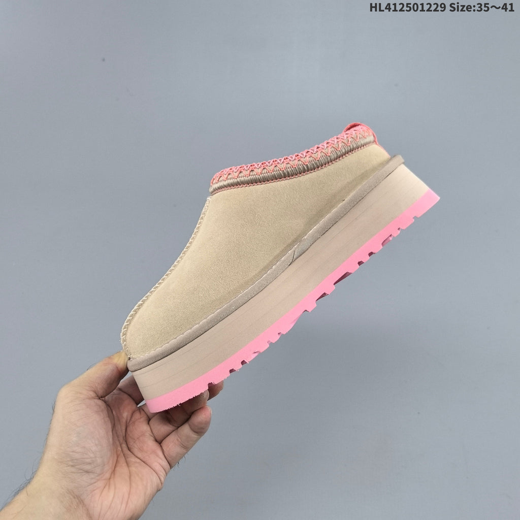 UGG Tazz Platform Slip-On Slippers in Beige and Pink