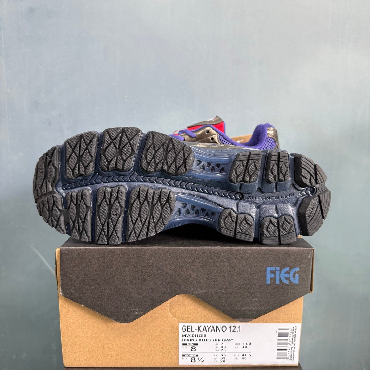 ASICS GEL-KAYANO 12.1 Blue and Gunmetal Sneakers