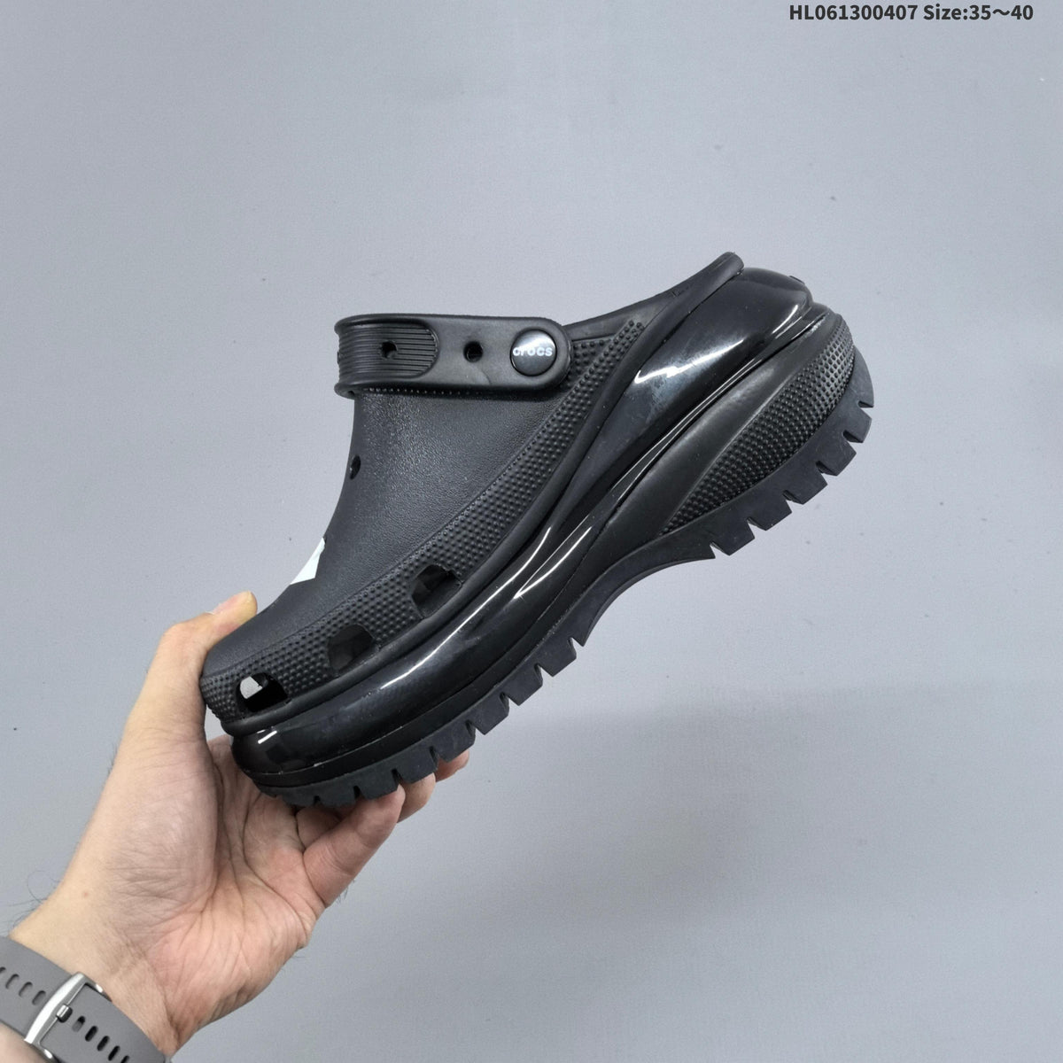 Crocs Platform Clogs Black White Print HL061300407