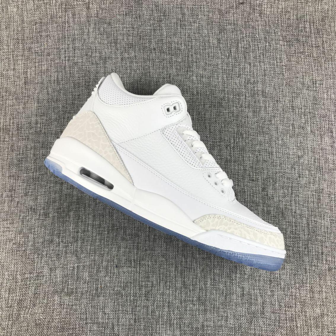 Jordan 3 White Cement Sneakers with Blue Translucent Sole
