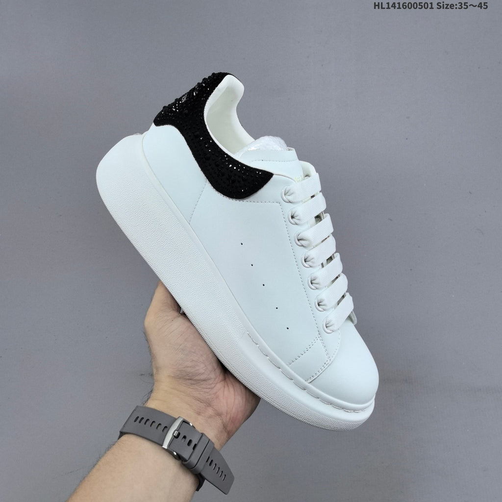 Alexander McQueen Oversized White Low-Top Sneakers with Black Heel