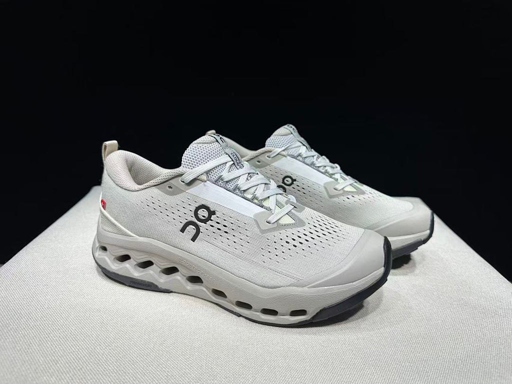 On Cloudsurfer Trail 2 Shoes in Gray and White