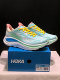 HOKA Clifton 10 Running Shoes in Aqua and Yellow
