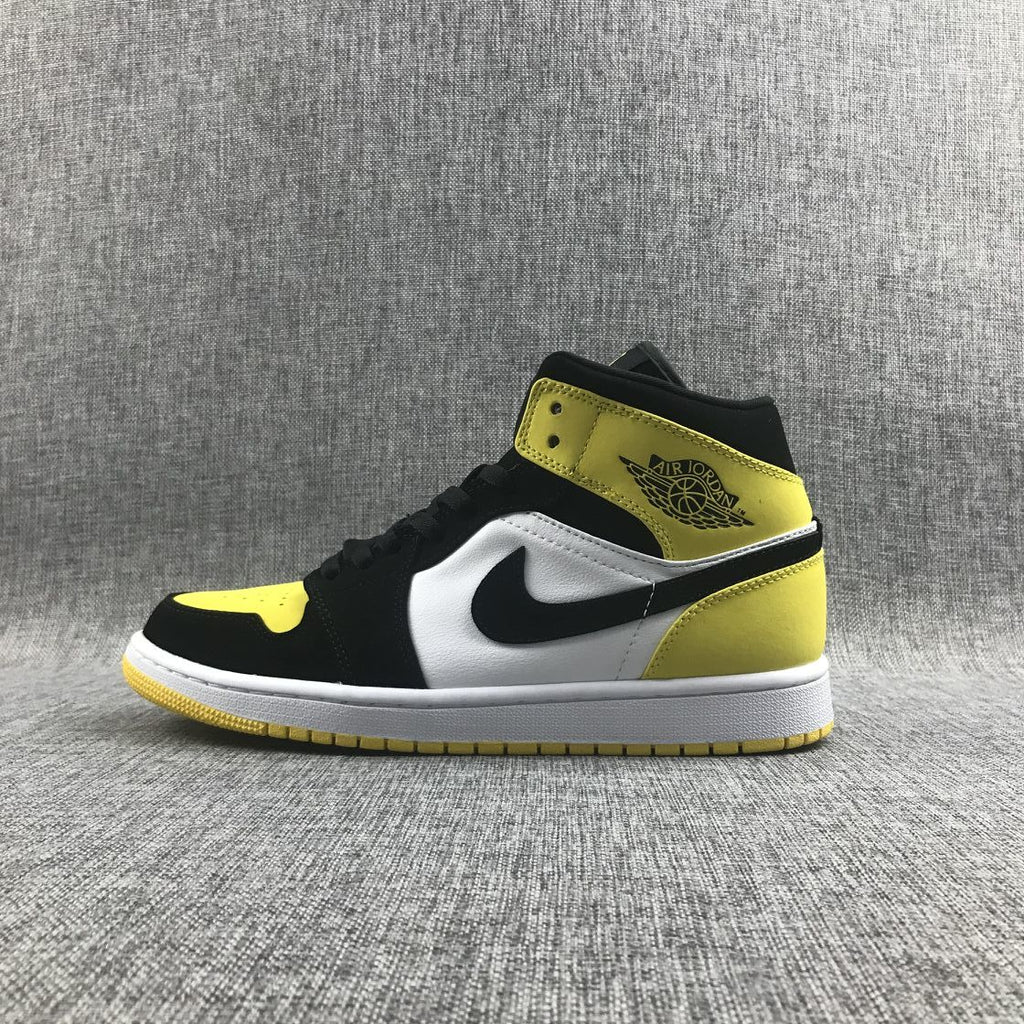 Air Jordan 1 Mid SE Black Yellow Toe Sneakers 852542-071