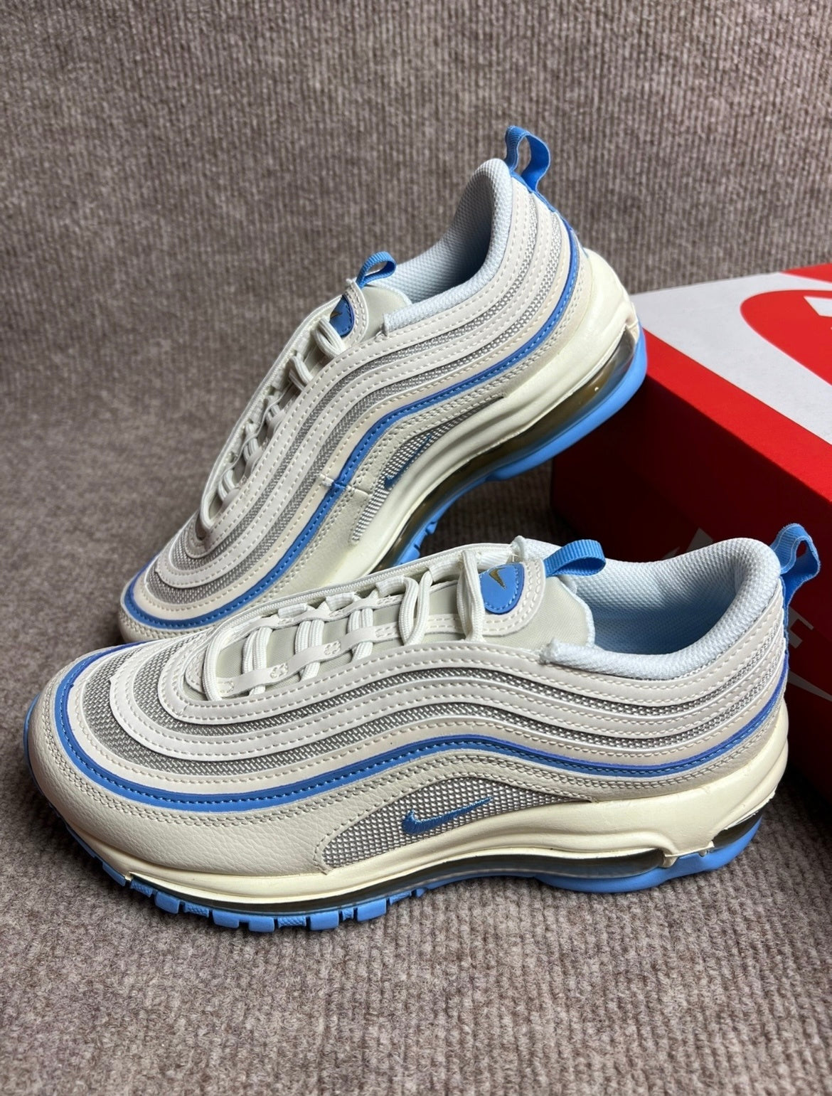 Nike Air Max 97 Sneakers, White and Blue, FN7492-133