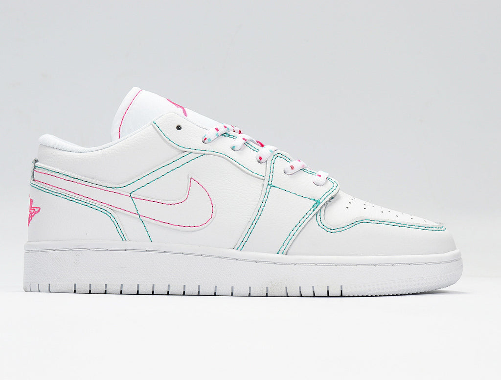 Jordan 1 Low White Pink Sneakers Style 554723-101