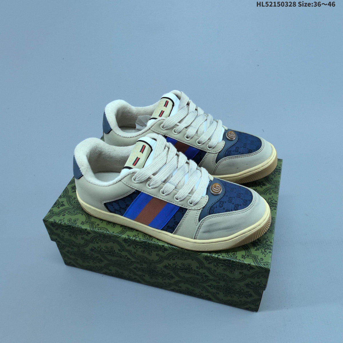 Gucci Screener Distressed Low-Top Sneakers