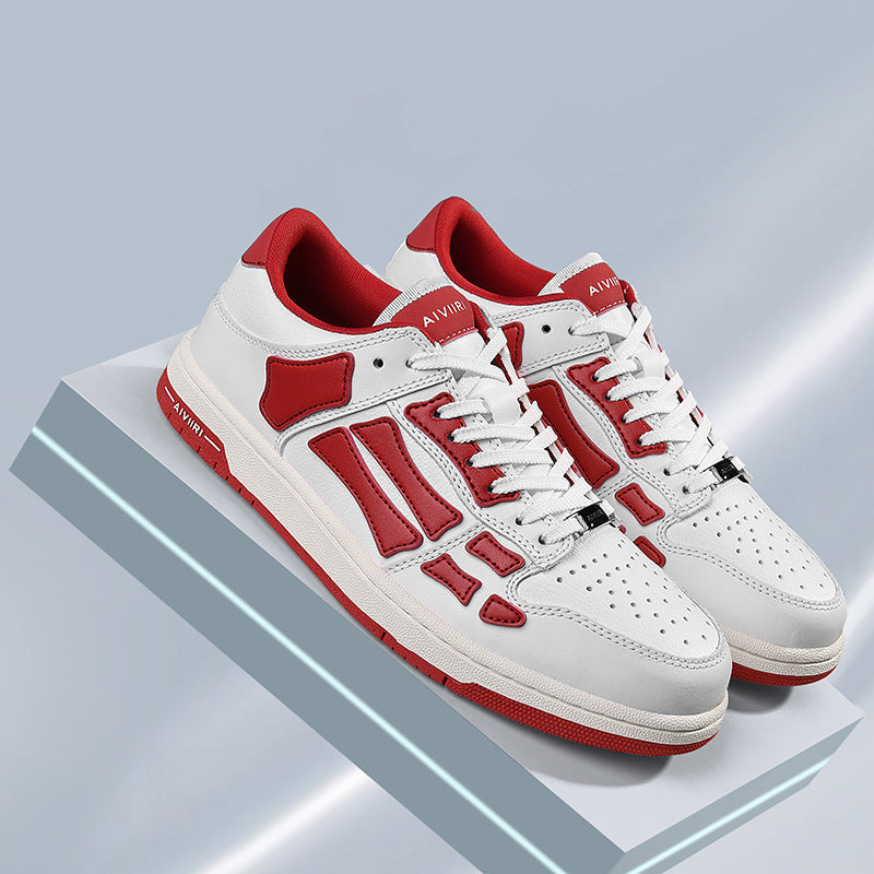 AIVIIRI White and Red Low-Top Sneakers MFS003-124