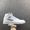 Air Jordan 1 Mid White Silver Sneakers 554724-105