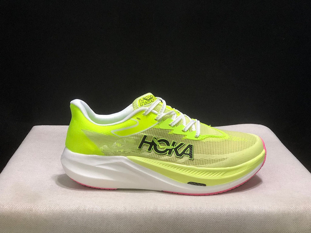HOKA Rocket X 3 Running Shoes in Neon Yellow and Pink