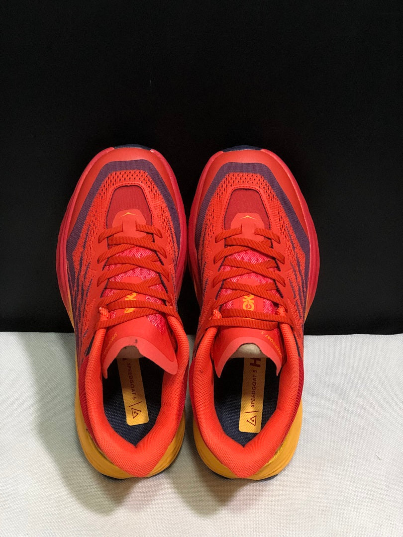 HOKA Speedgoat 5 Trail Running Shoes – Red and Yellow