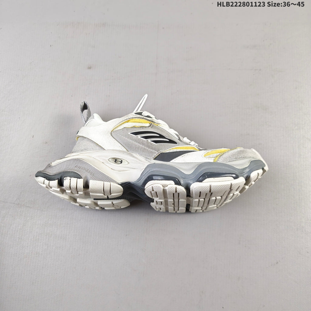 Balenciaga Monday Low-Top Sneakers in White, Gray and Yellow
