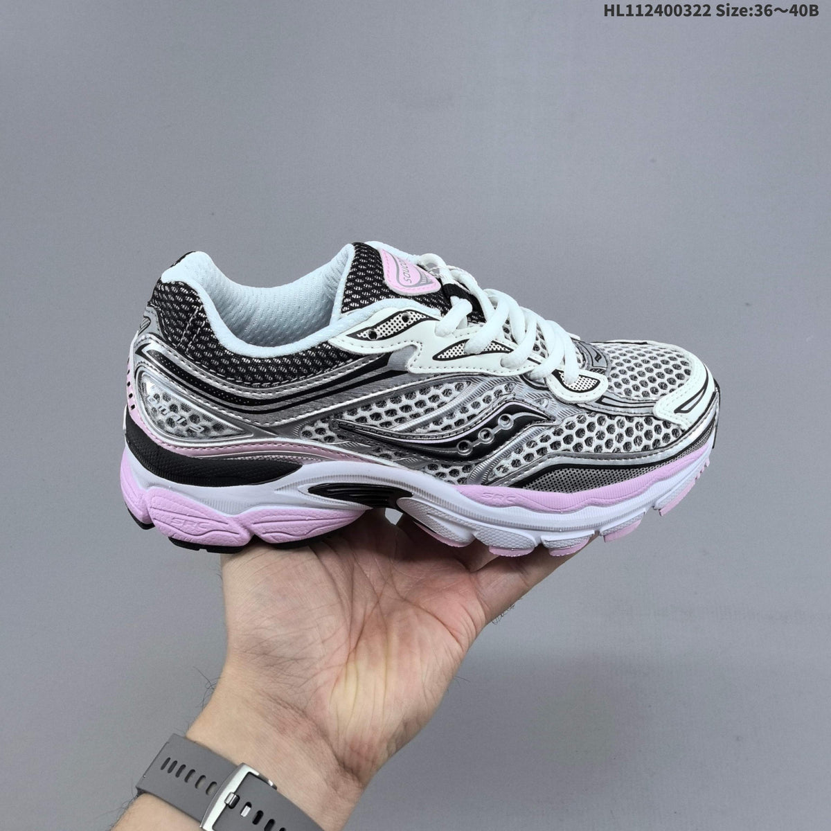 Saucony ProGrid Omni 9 Sneakers in White, Silver & Pink