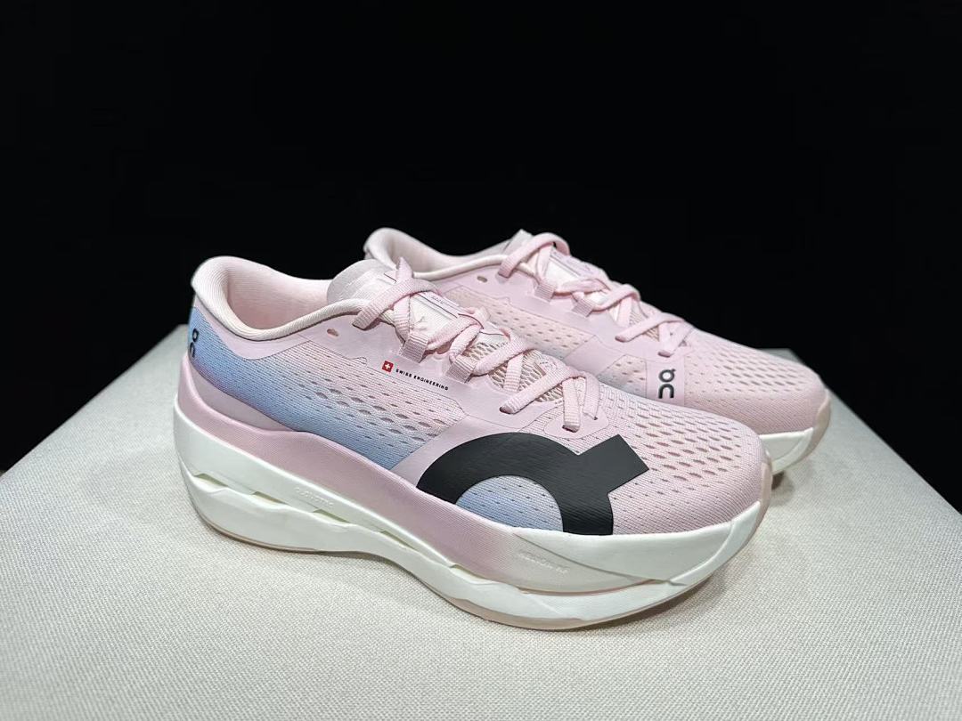On Cloudboom Max Running Shoes in Pink and Blue