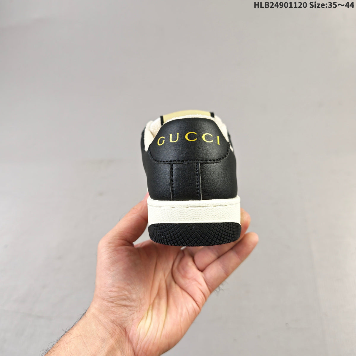 Gucci Screener Low-Top Sneakers in Black and White