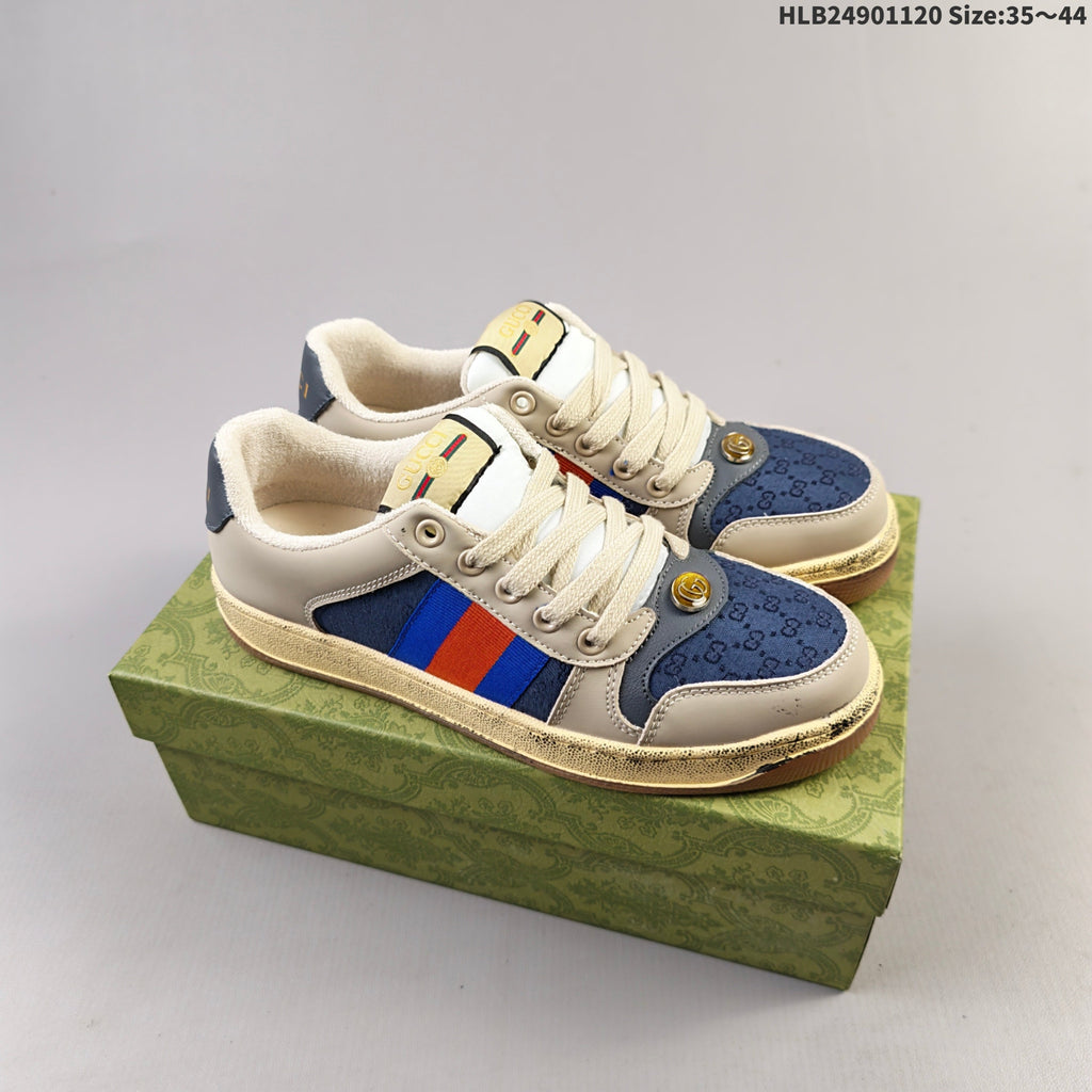 Gucci Distressed Screener Low-Top Sneakers