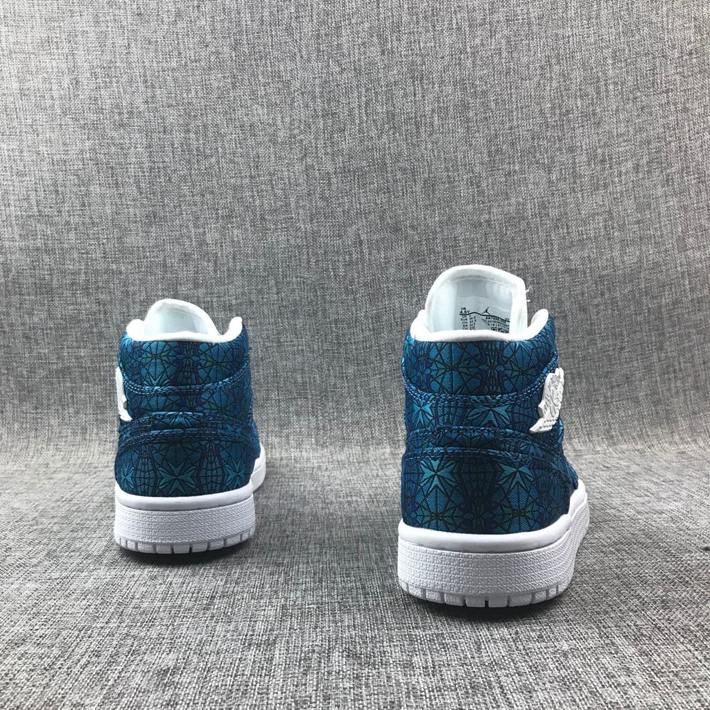 Air Jordan 1 Mid Blue Pattern Women's Sneakers AH7389-300