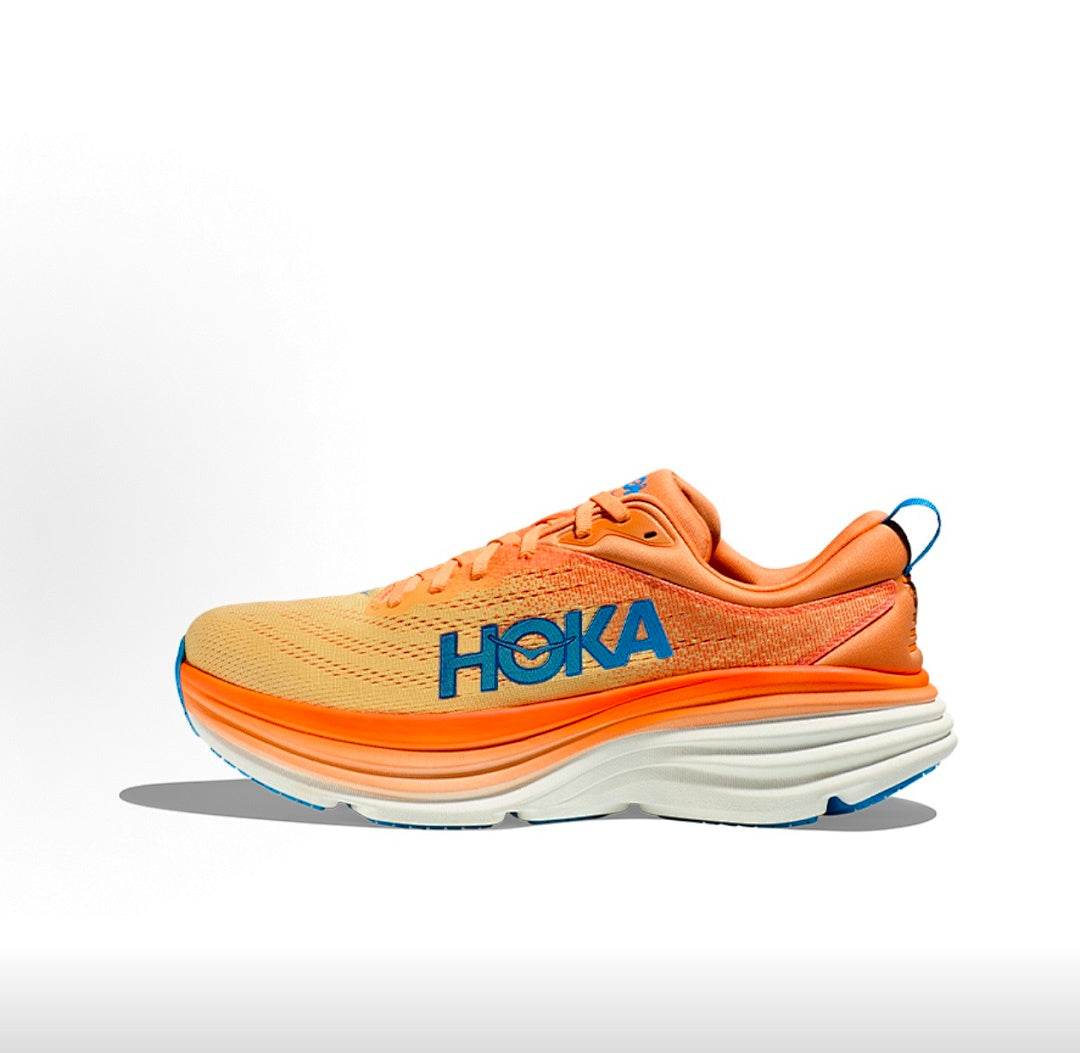 HOKA Bondi 8 Running Shoes in Orange and Blue