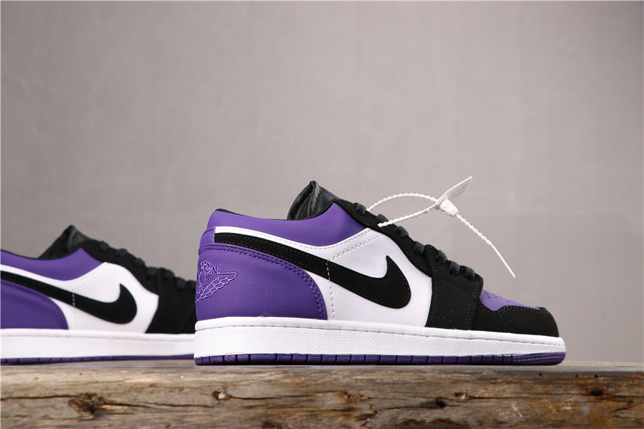 Air Jordan 1 Low White Black Orange Purple Sneakers 553558-125
