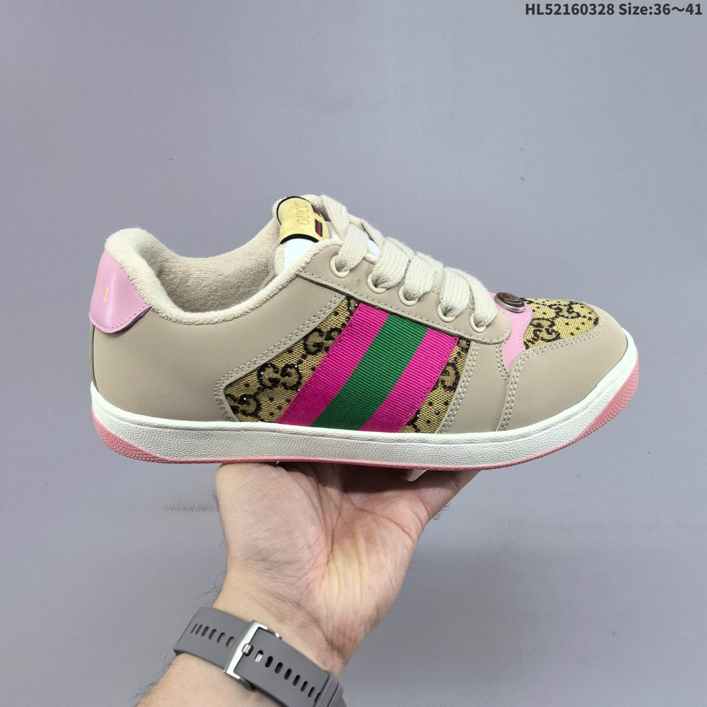 Gucci Distressed Screener Low-Top Sneakers