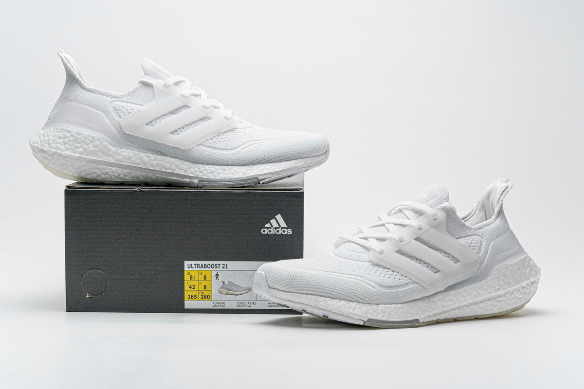 Adidas Ultraboost 21 White Running Sneakers FY0379