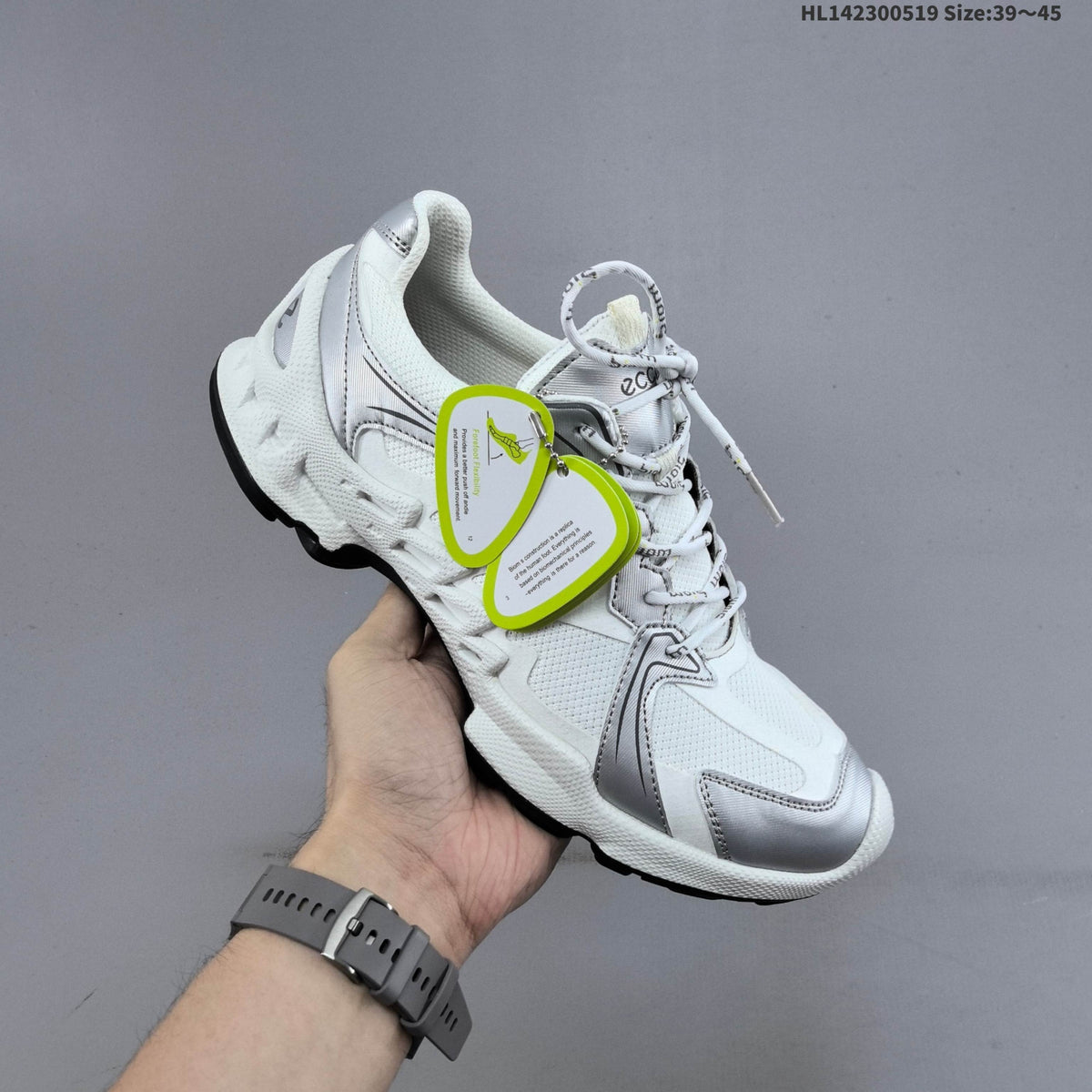 ECCO Biom C-Trail Low-Top Sneakers, White and Silver