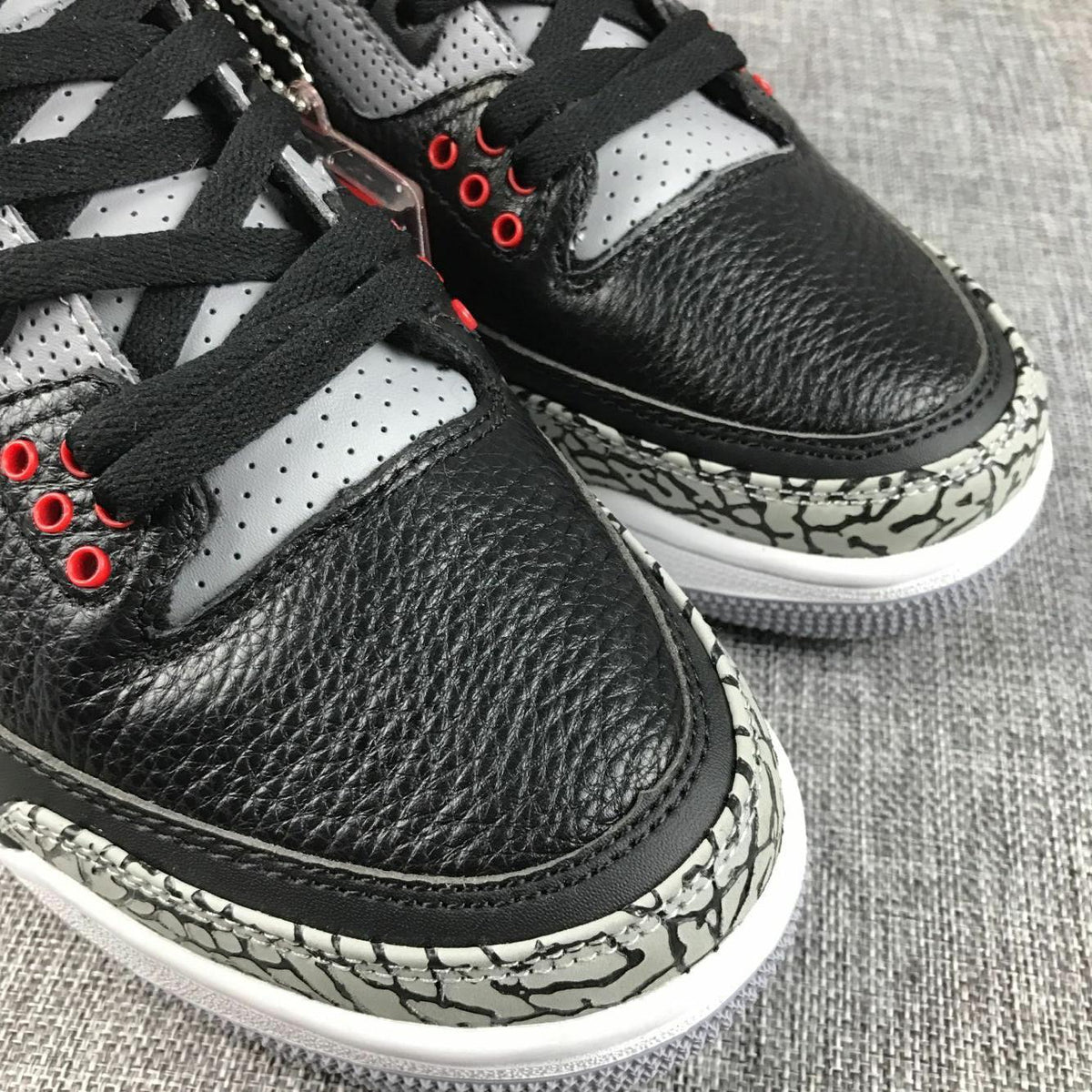 Air Jordan 3 Retro Black Cement Sneakers, Black and Grey