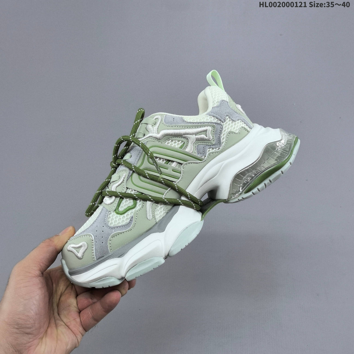 GGCC Low-Top Chunky Sneakers in Green and White