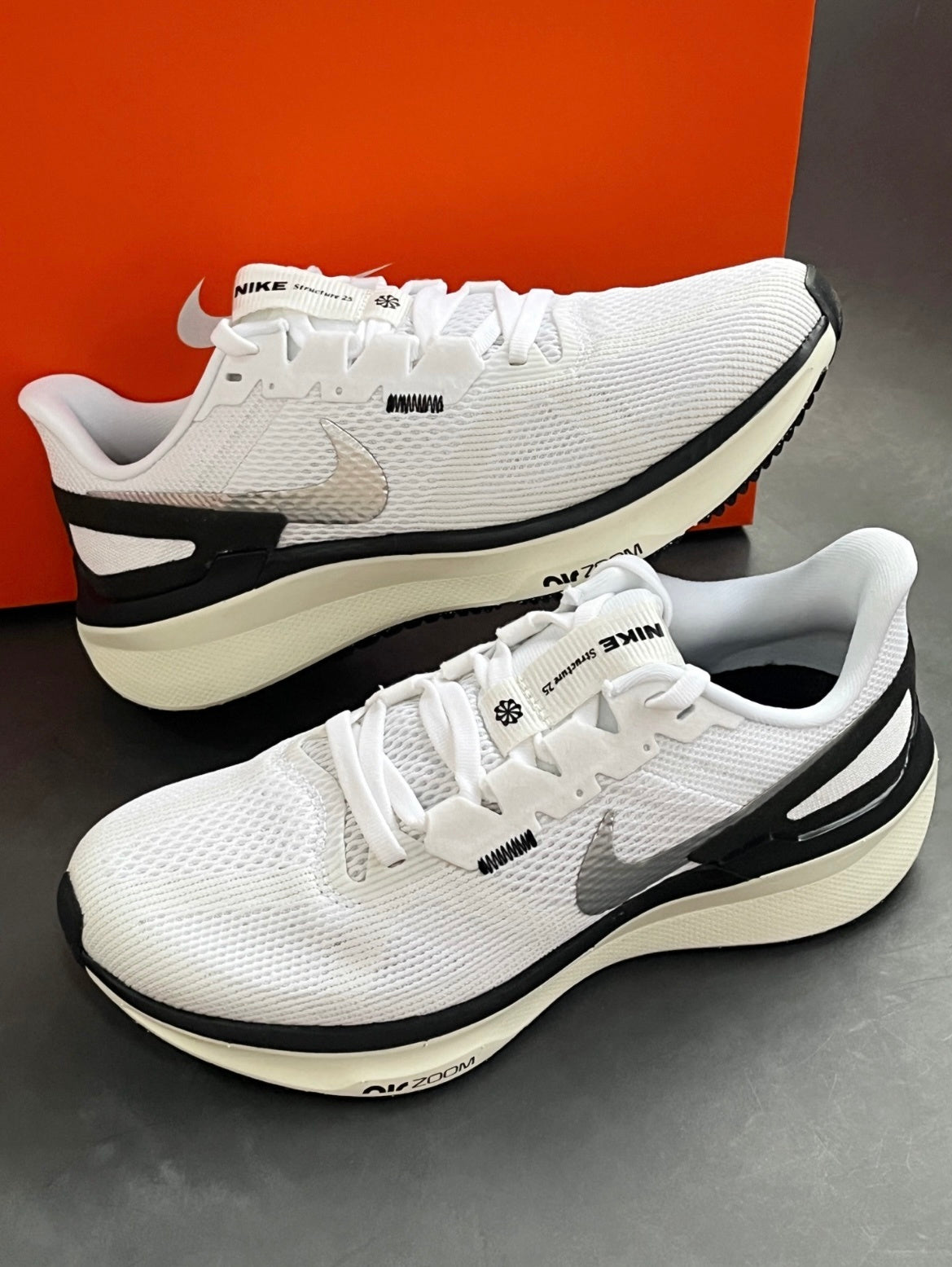 Nike Structure 25 Road Running Shoes White Black DJ7884-104