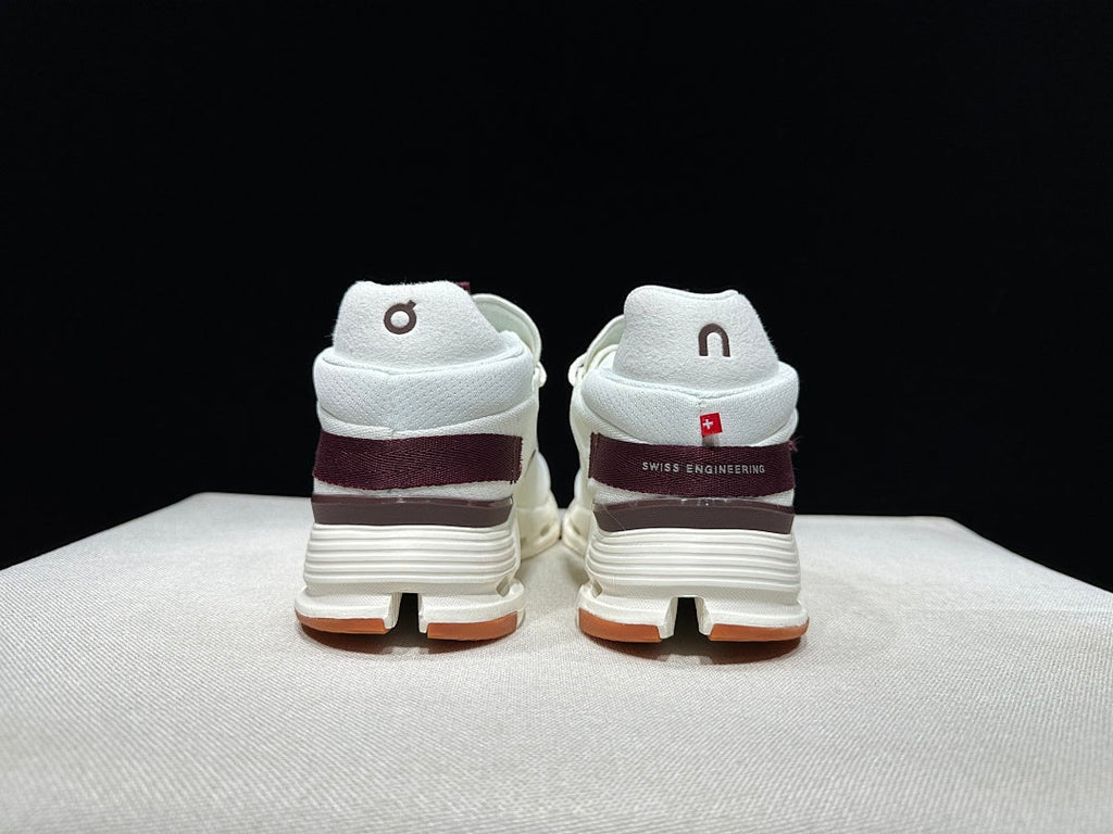 On Cloudnova 2 Sneakers, White and Burgundy