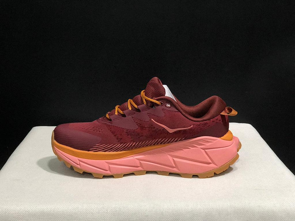 HOKA Skyline Float X Trail Sneakers in Burgundy and Pink