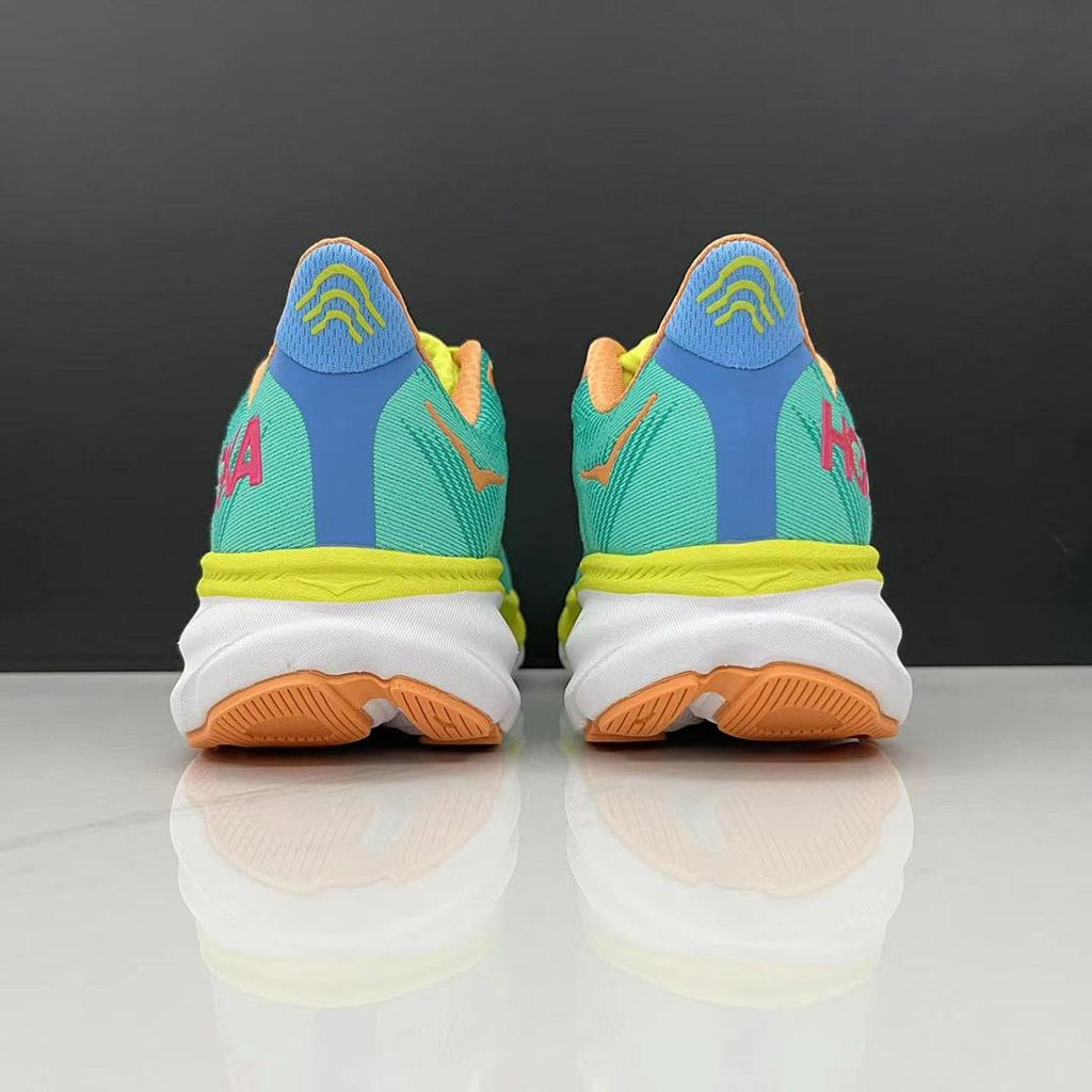 HOKA Clifton 9 Running Shoes in Teal and Orange