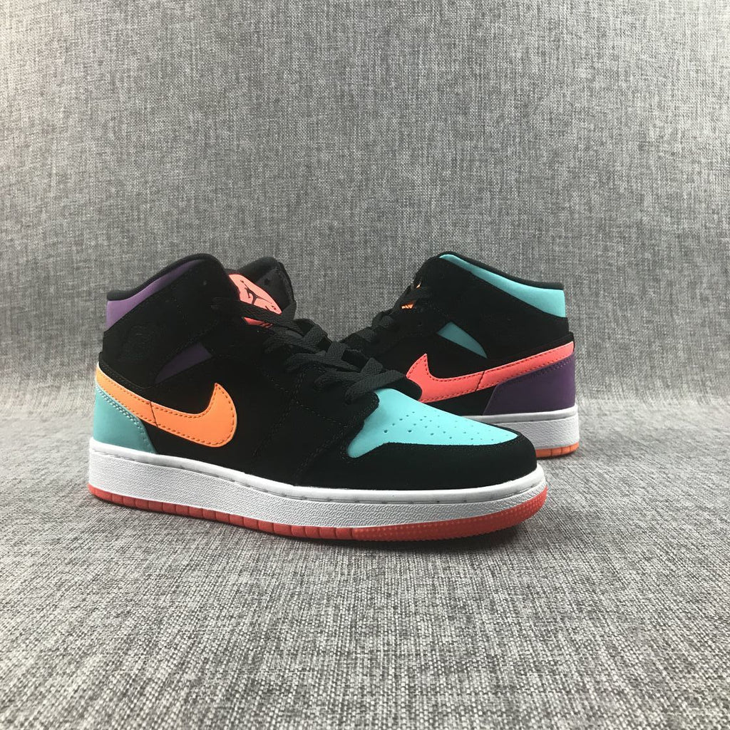 Jordan 1 Mid Multicolor Black Sneakers 554725-083