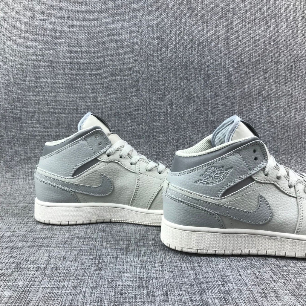 Air Jordan 1 Mid Sneakers in White and Grey