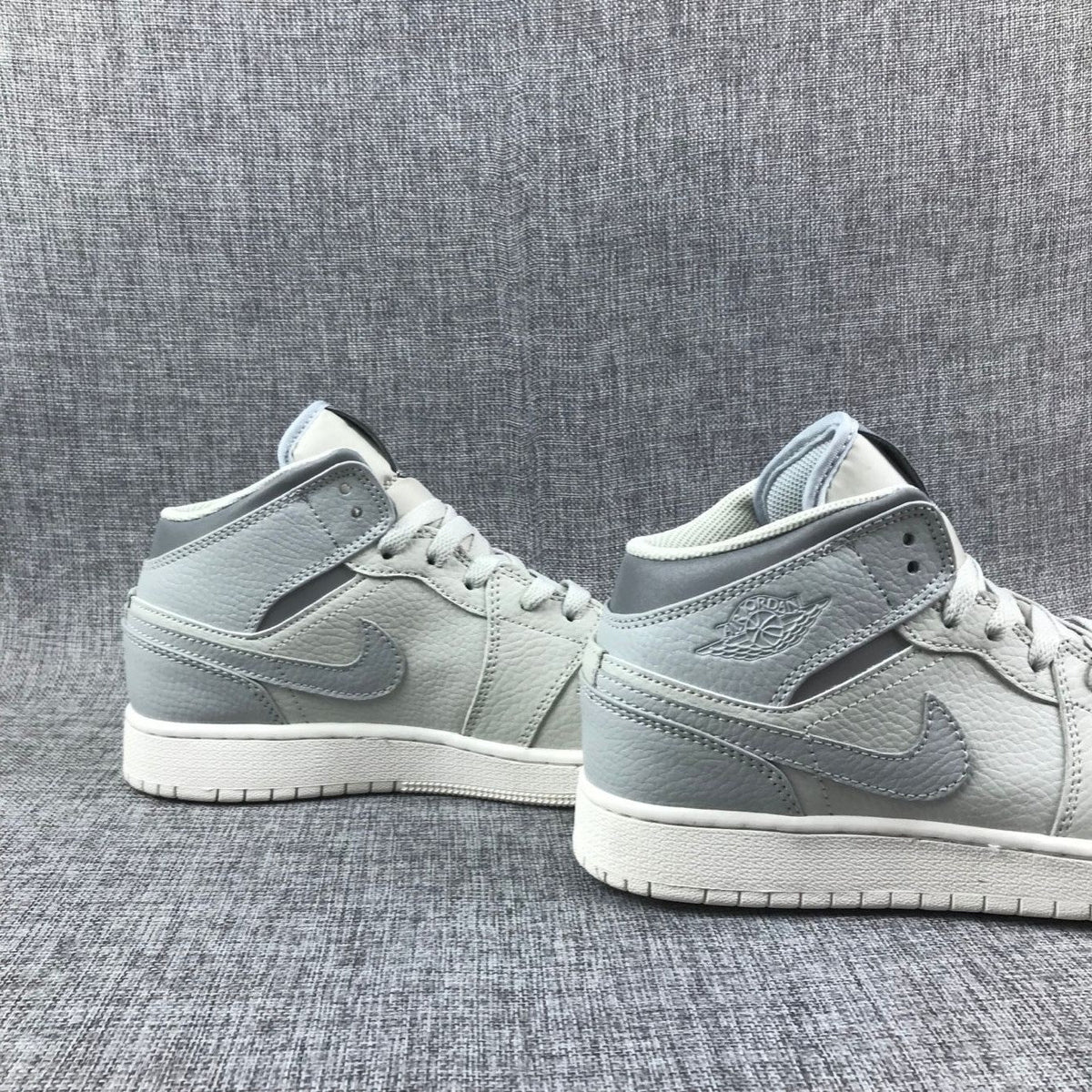Air Jordan 1 Mid Sneakers in White and Grey