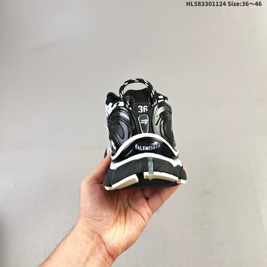 Balenciaga Runner Low-Top Sneakers in Black and White