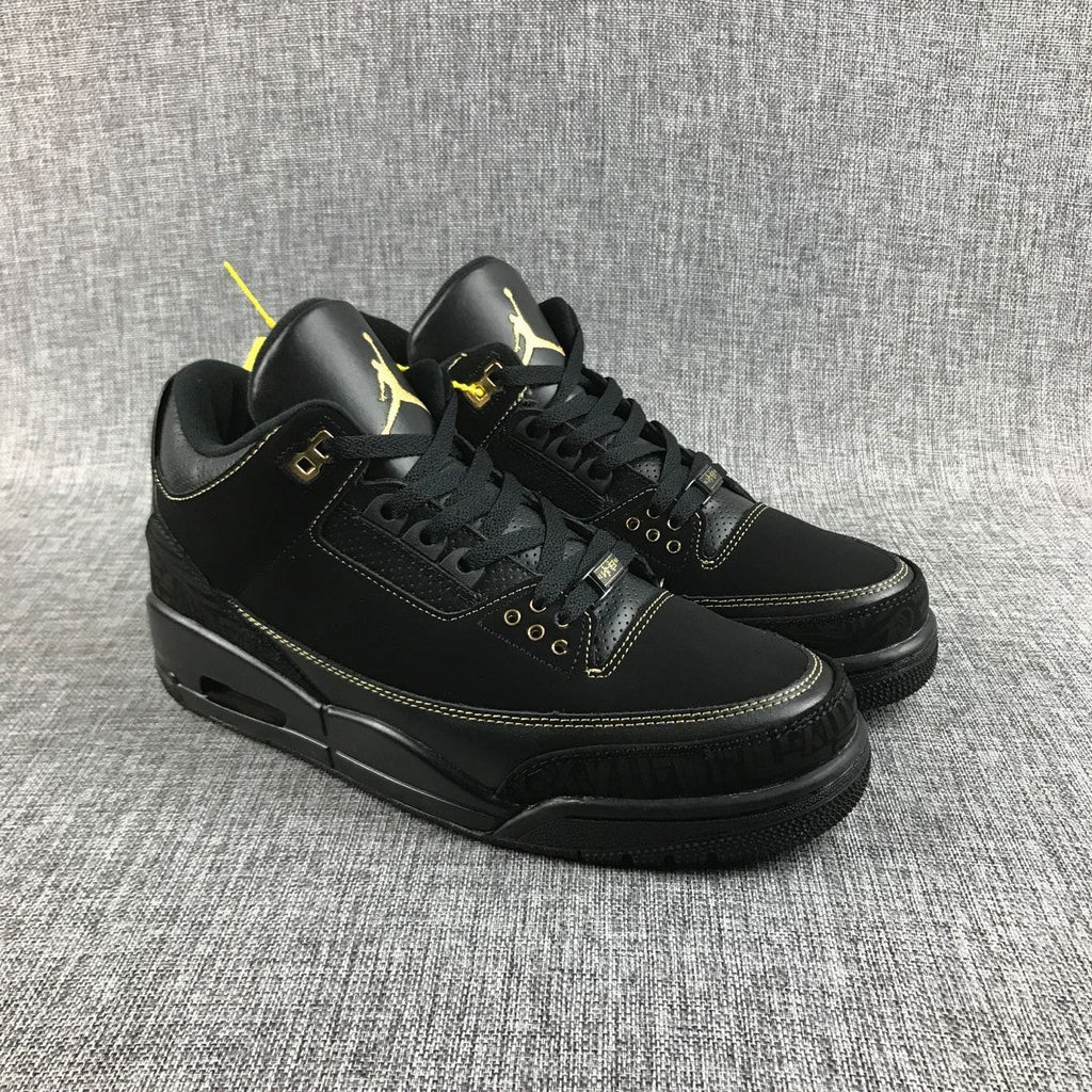 Air Jordan 3 BHM Black and Metallic Gold High-Top Sneakers