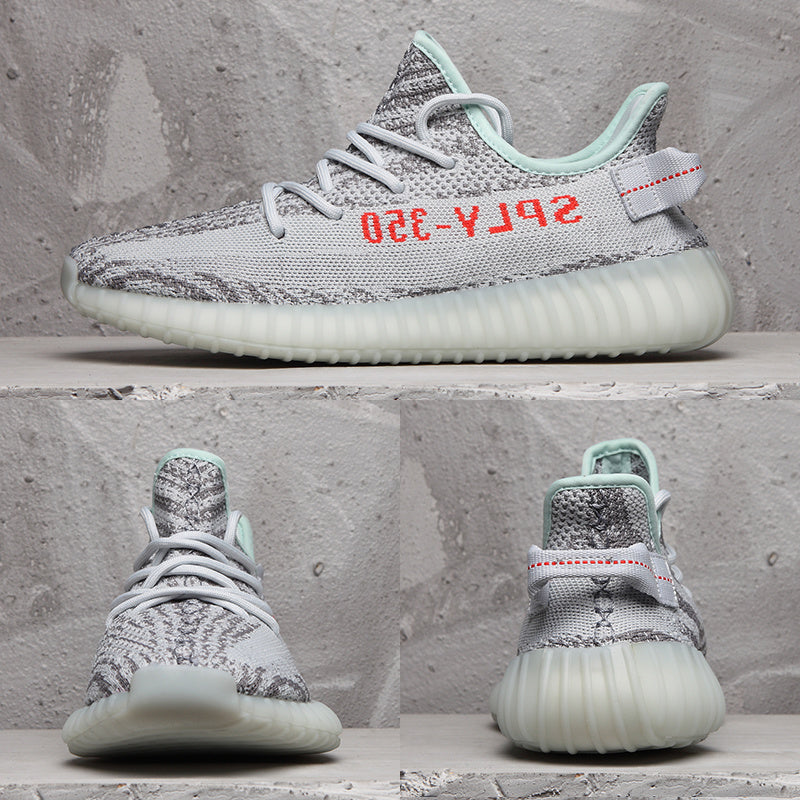 Yeezy 350 V2 Knit Sneakers in Gray and Mint