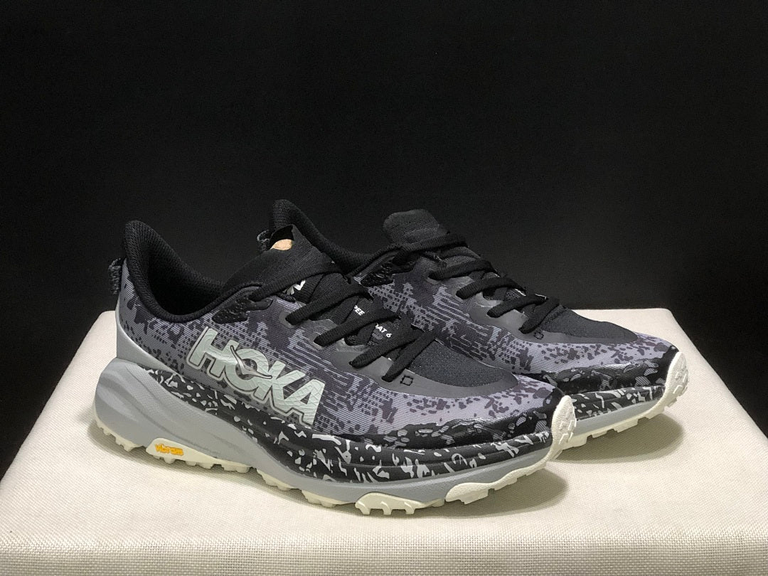 HOKA Speedgoat 6 Trail Running Shoes, Gray Black