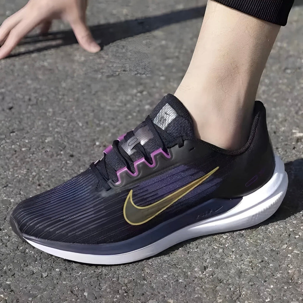 Nike Air Winflo 9 Running Shoes Black Blue Gold DD6203-007