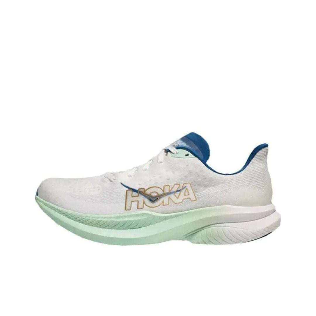 HOKA Mach Running Shoes in White, Blue and Mint