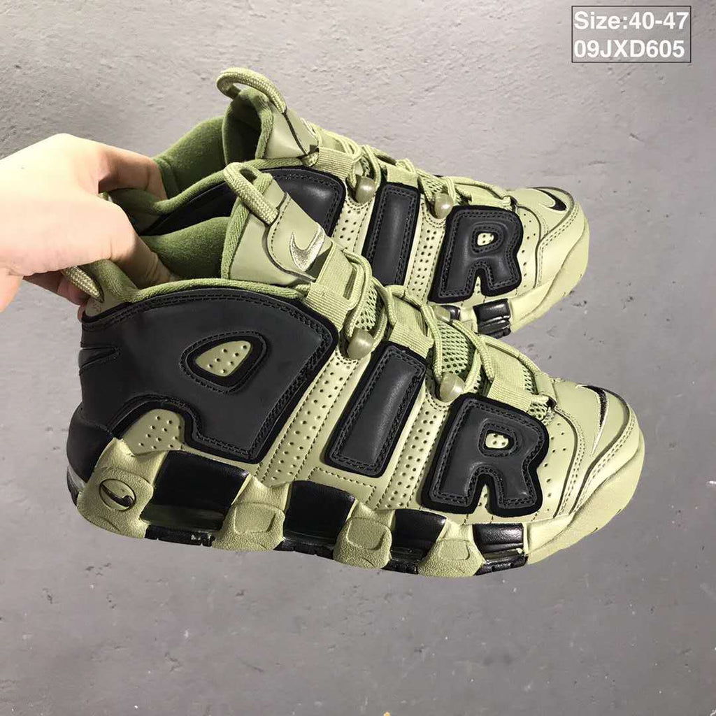 Nike Air More Uptempo Sneakers in Olive and Black