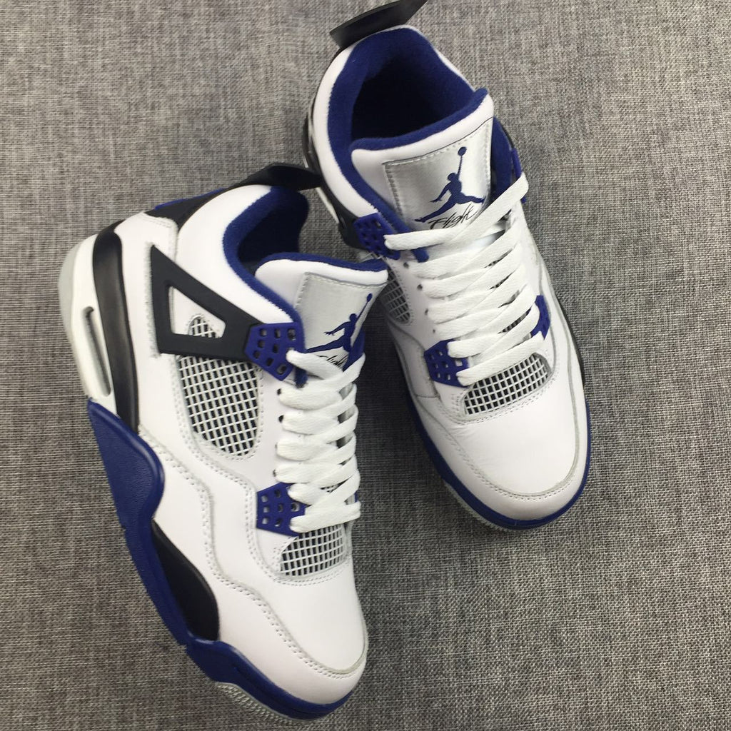 Jordan Air Jordan 4 Sneakers in White, Black and Blue