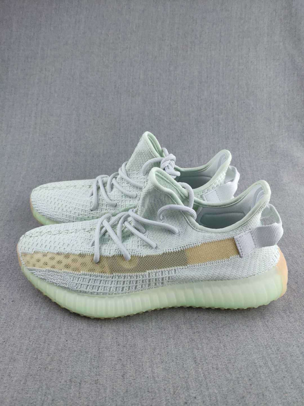 Yeezy 350 V2 Knit Sneakers in White and Tan